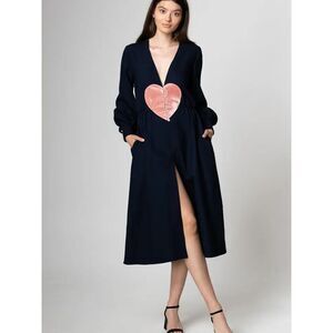 NWT Future Planet of Style FPS Womens Navy Blue Queen of hearts Midi Dress Small